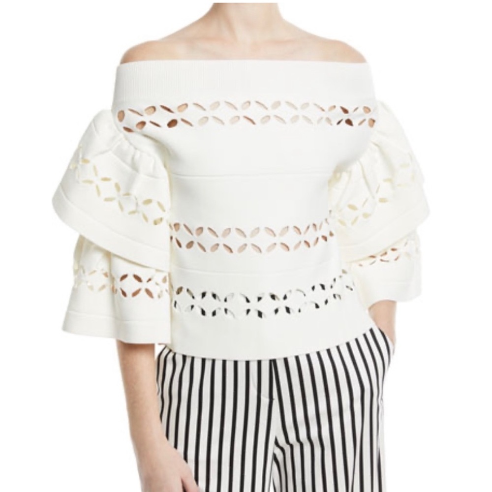 Self Portrait Laser Cut Off Shoulder Top - New with Tags